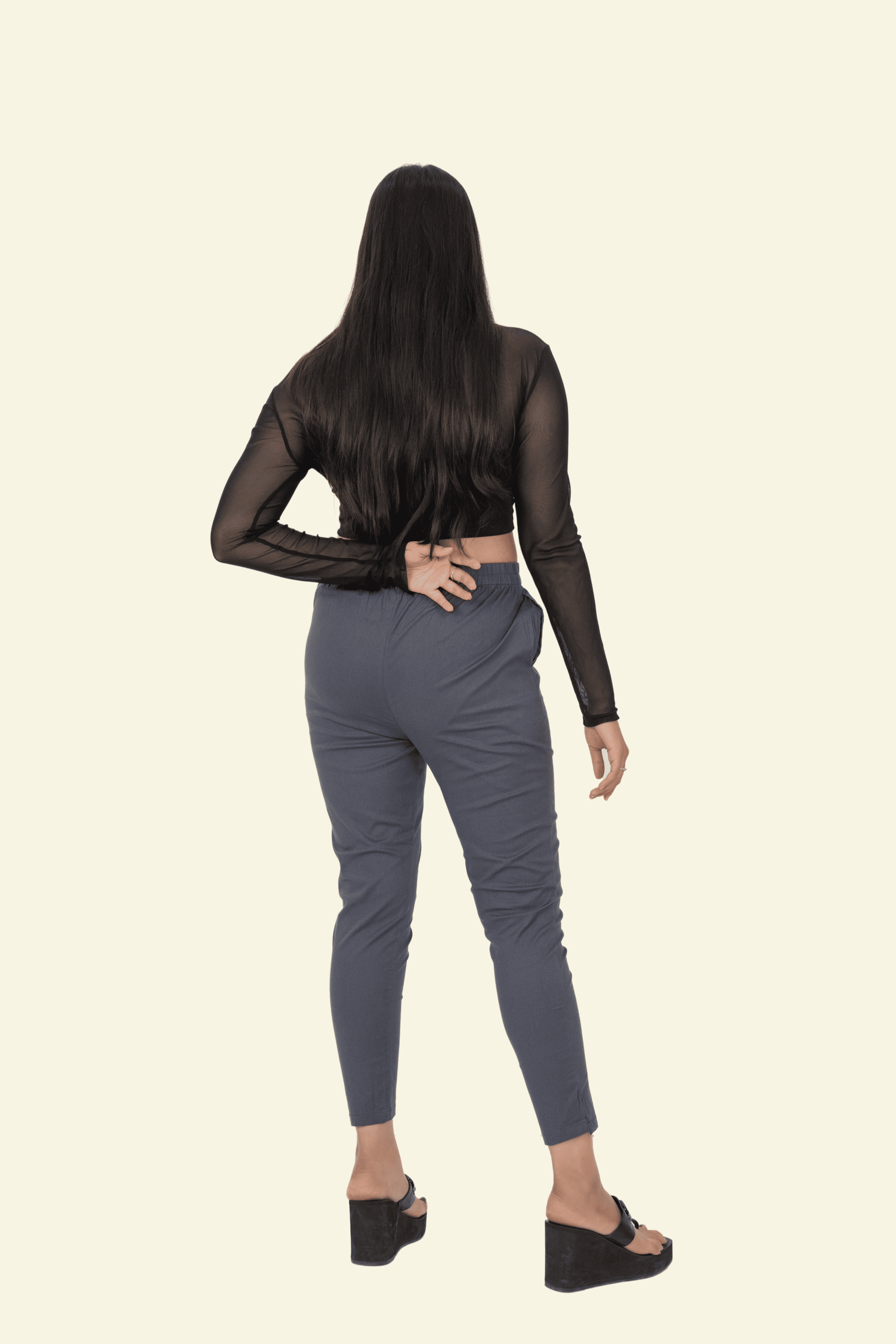 Dark Grey Lycra Stretch Pants