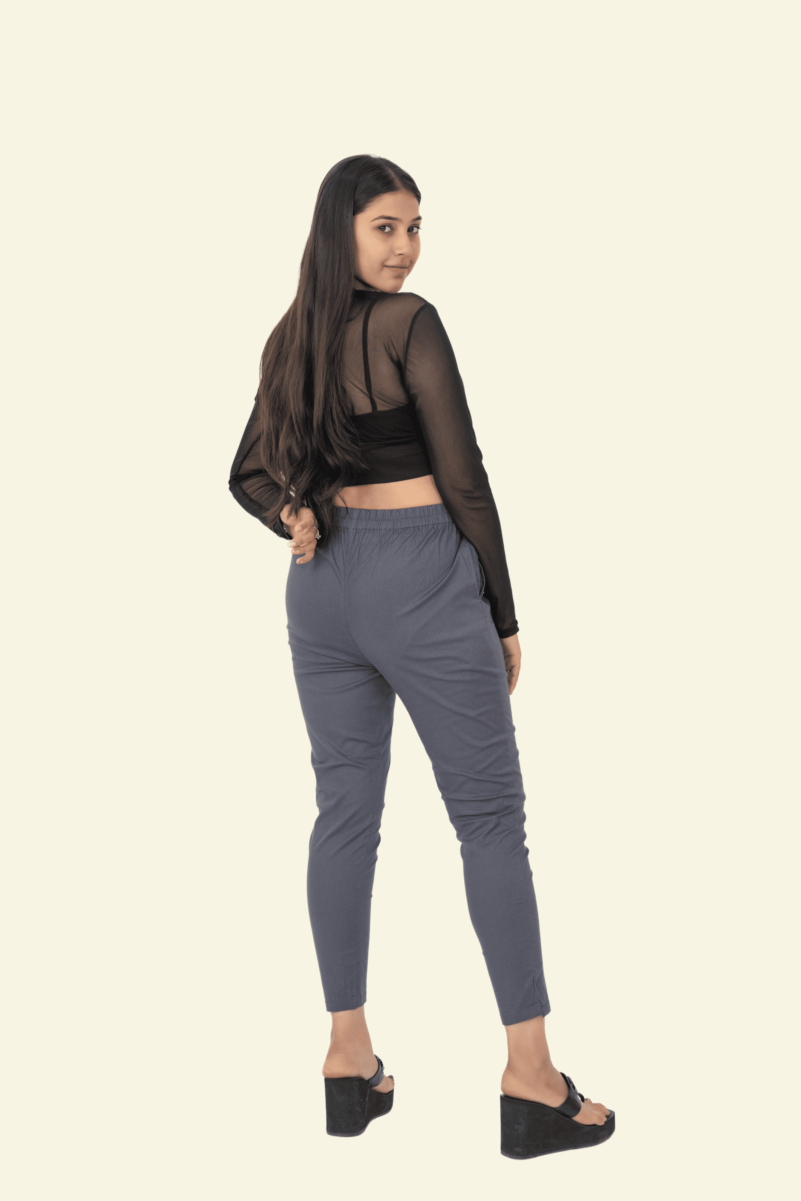 Dark Grey Lycra Stretch Pants