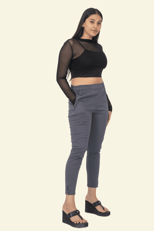 Dark Grey Lycra Stretch Pants
