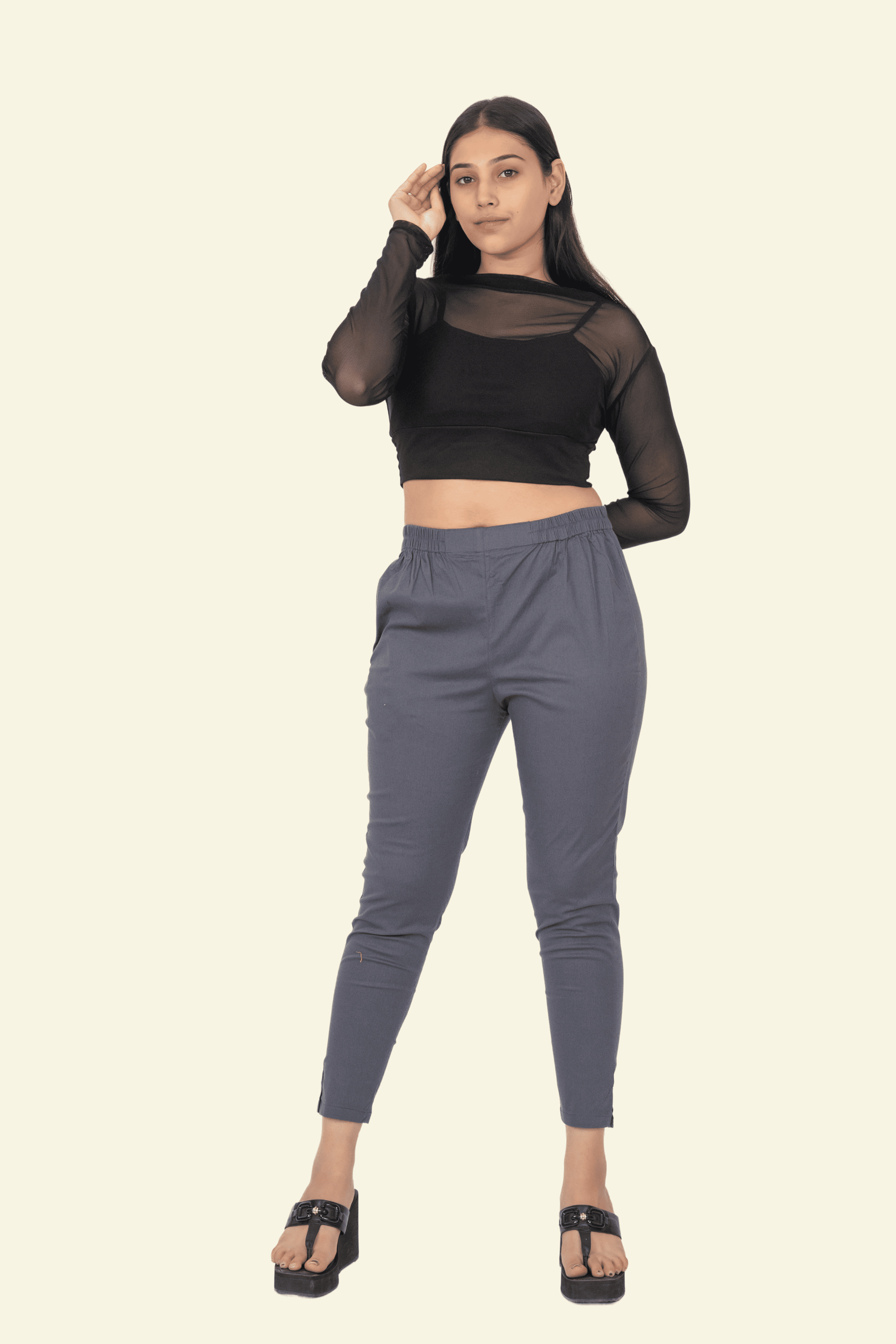 Dark Grey Lycra Stretch Pants
