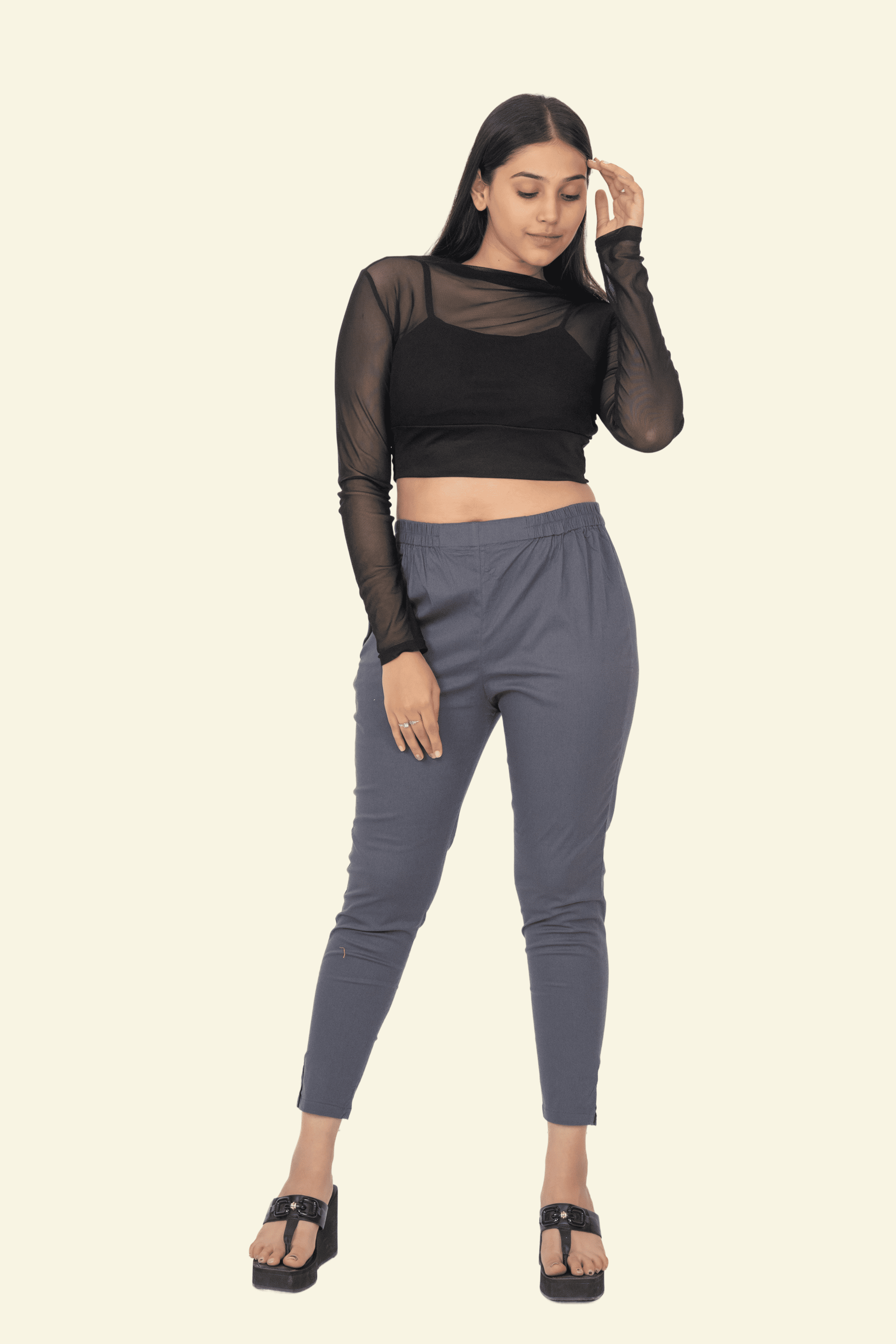 Dark Grey Lycra Stretch Pants