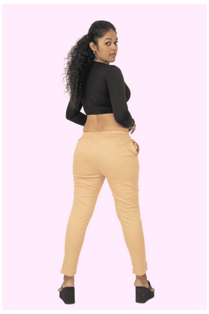 Beige Lycra Stretch Pants