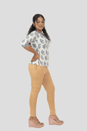 Dark Beige Lycra Stretch Pants