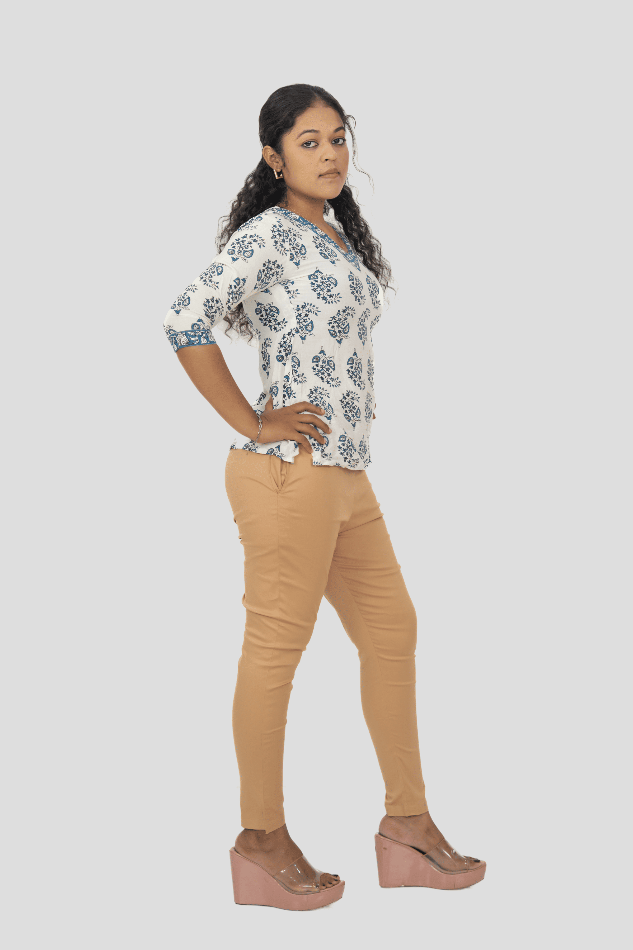 Dark Beige Lycra Stretch Pants