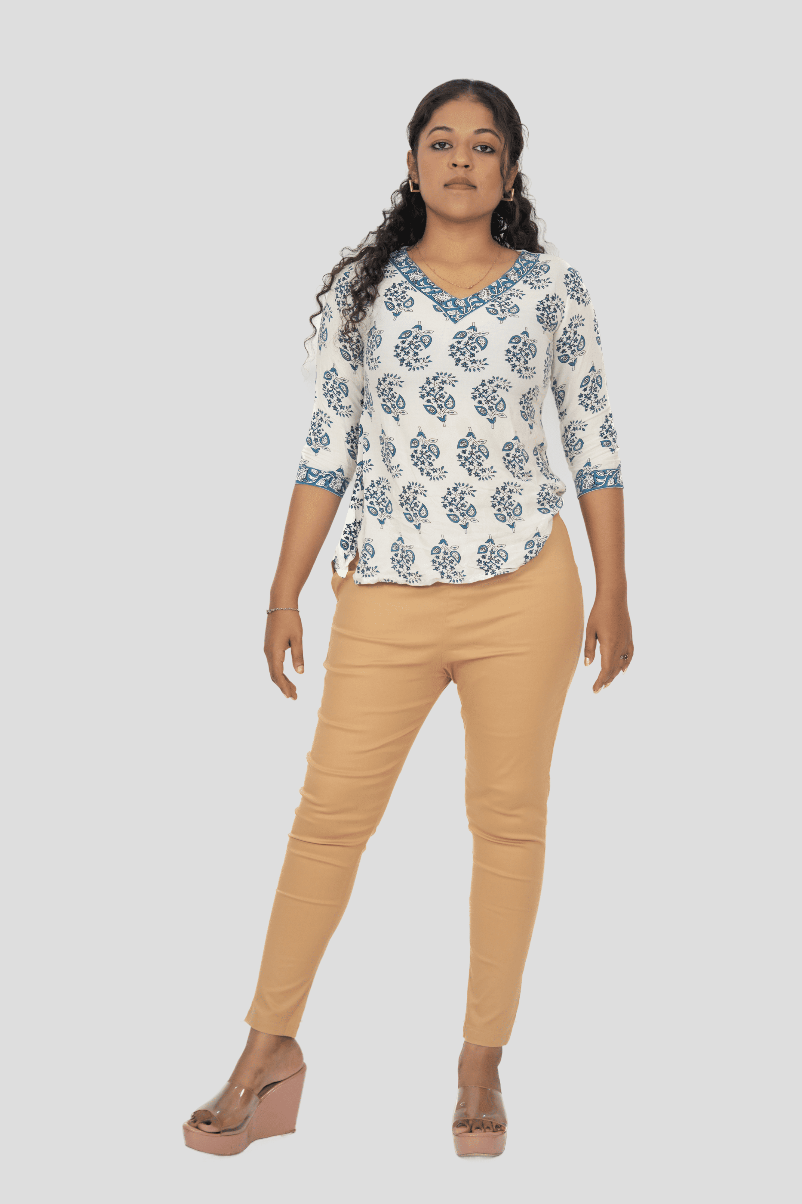 Dark Beige Lycra Stretch Pants