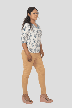 Dark Beige Lycra Stretch Pants