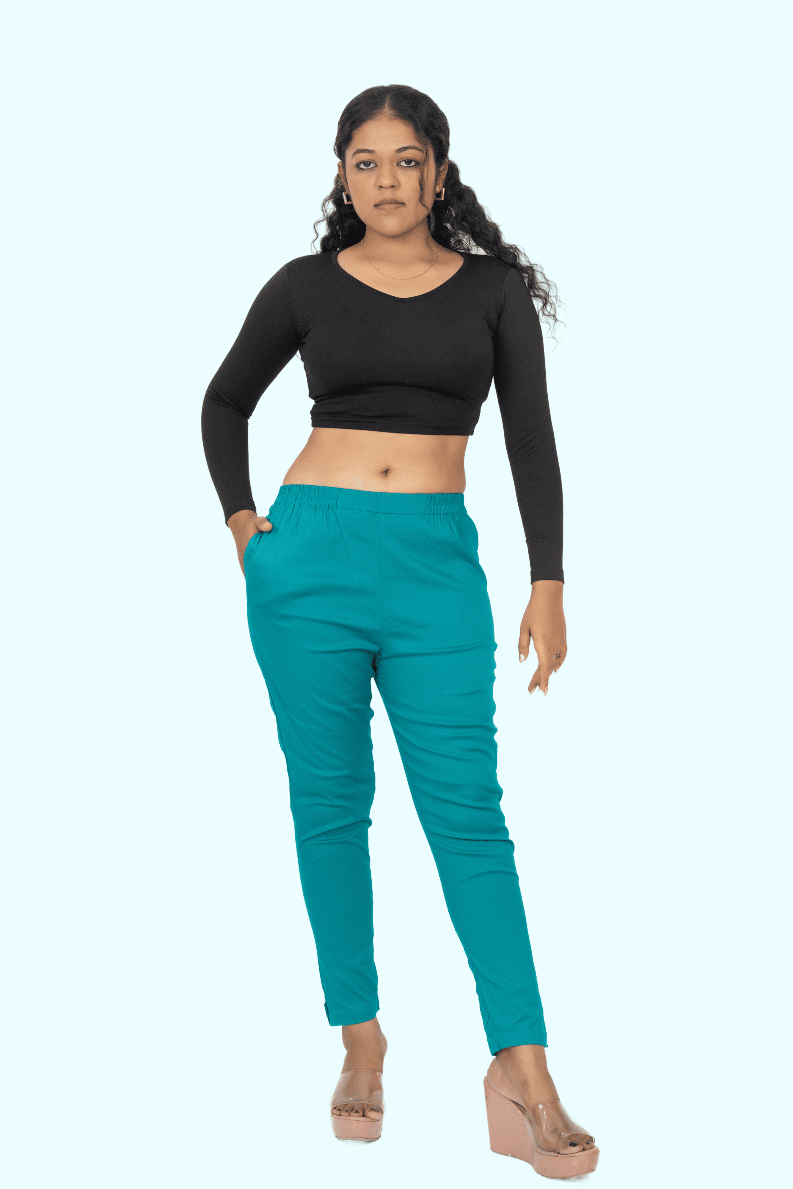 Sea Green Lycra Stretch Pants