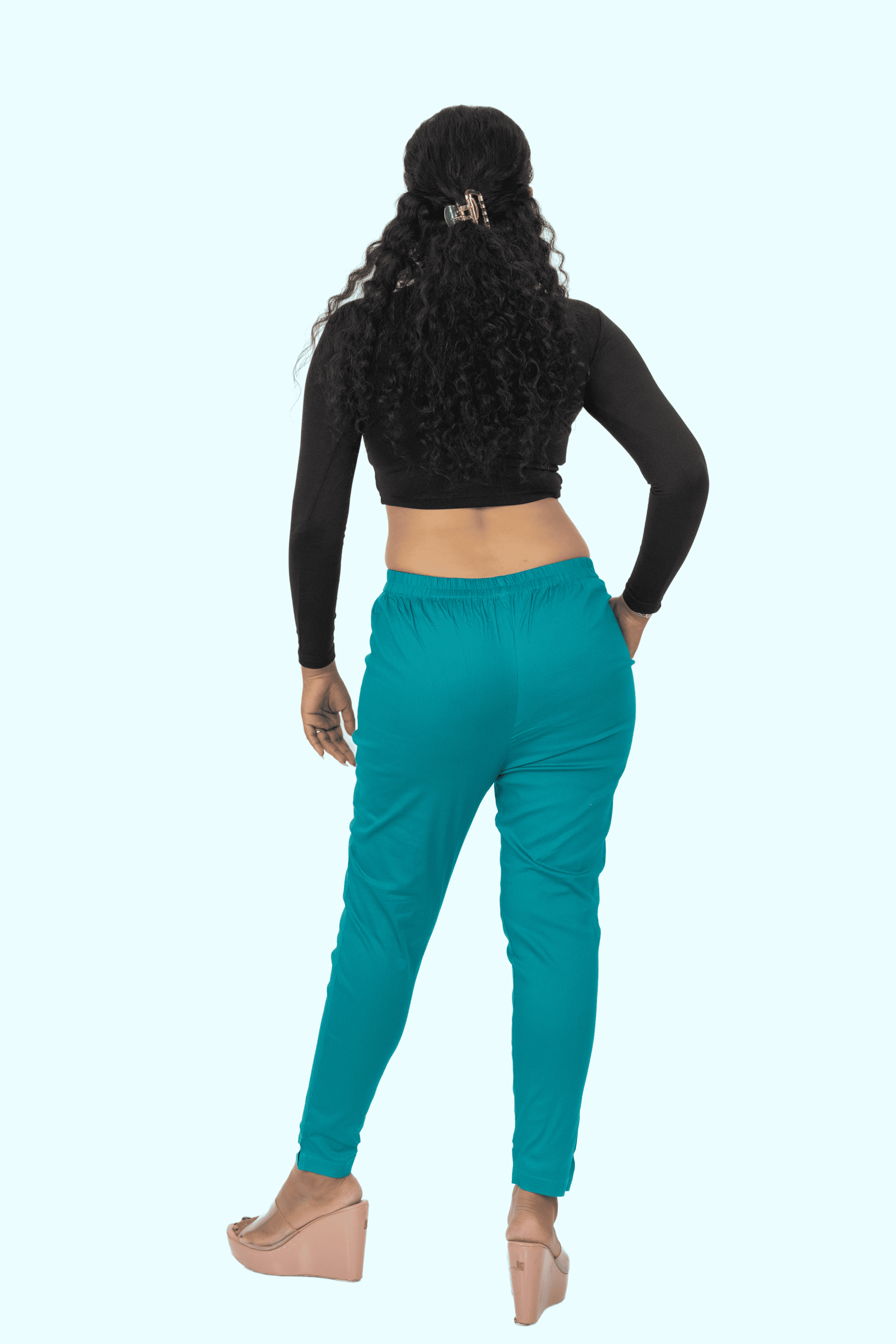 Sea Green Lycra Stretch Pants