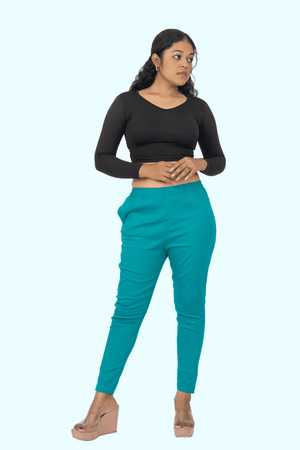 Sea Green Lycra Stretch Pants