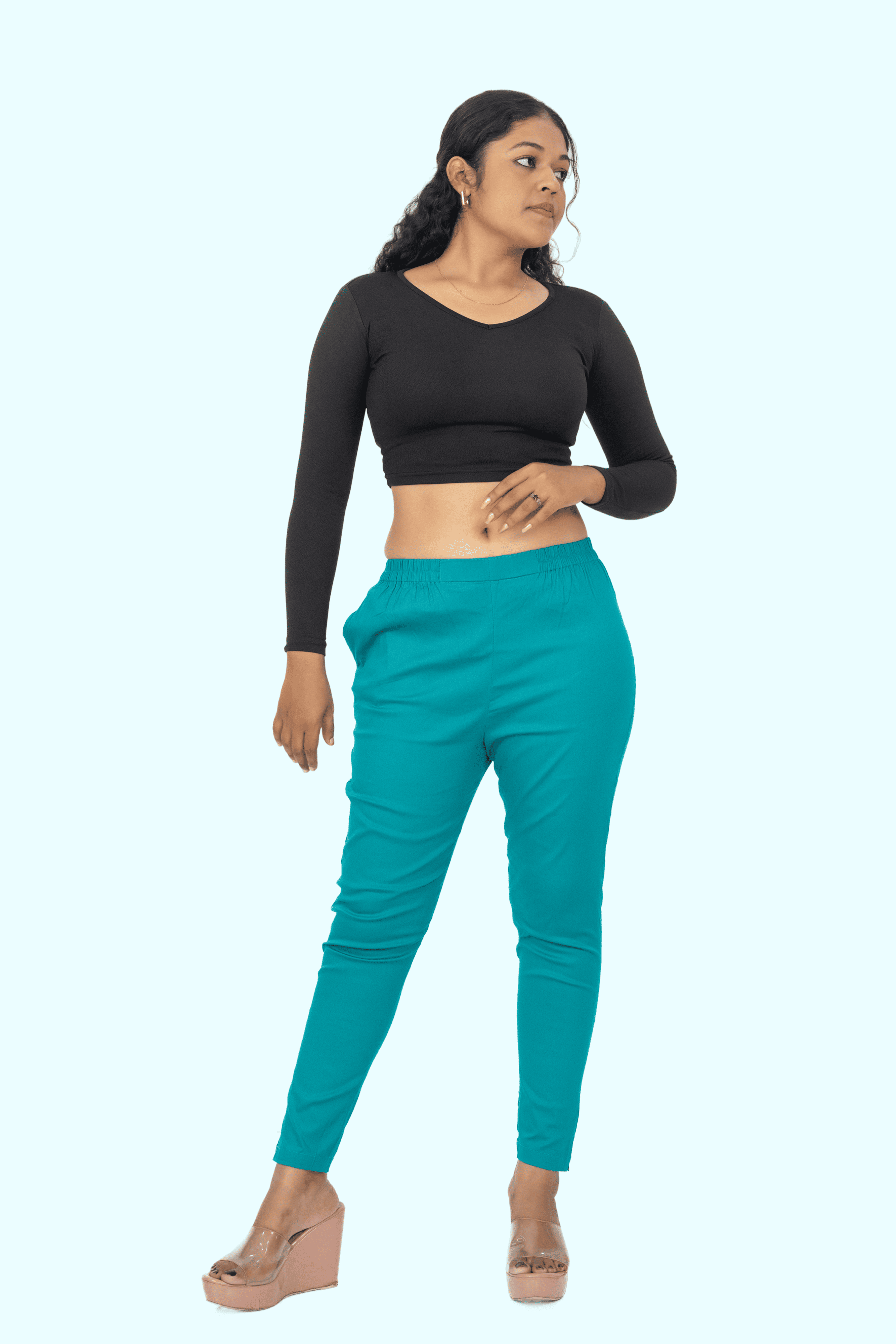Sea Green Lycra Stretch Pants