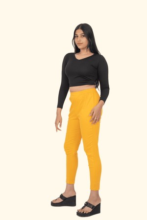 Light Mustard Lycra Stretch Pants