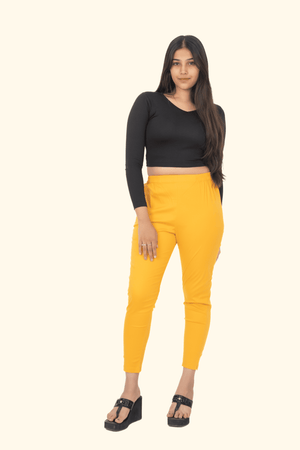 Light Mustard Lycra Stretch Pants