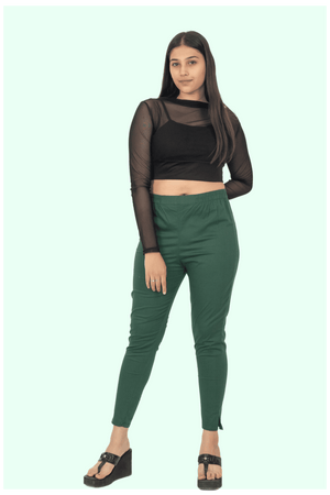 Bottle Green Lycra Stretch Pants