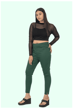 Bottle Green Lycra Stretch Pants