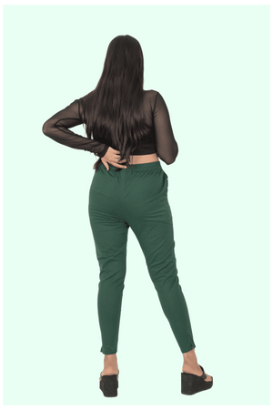 Bottle Green Lycra Stretch Pants