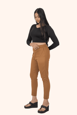 Dark Khakhi Lycra Stretch Pants