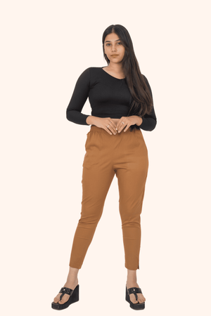 Dark Khakhi Lycra Stretch Pants