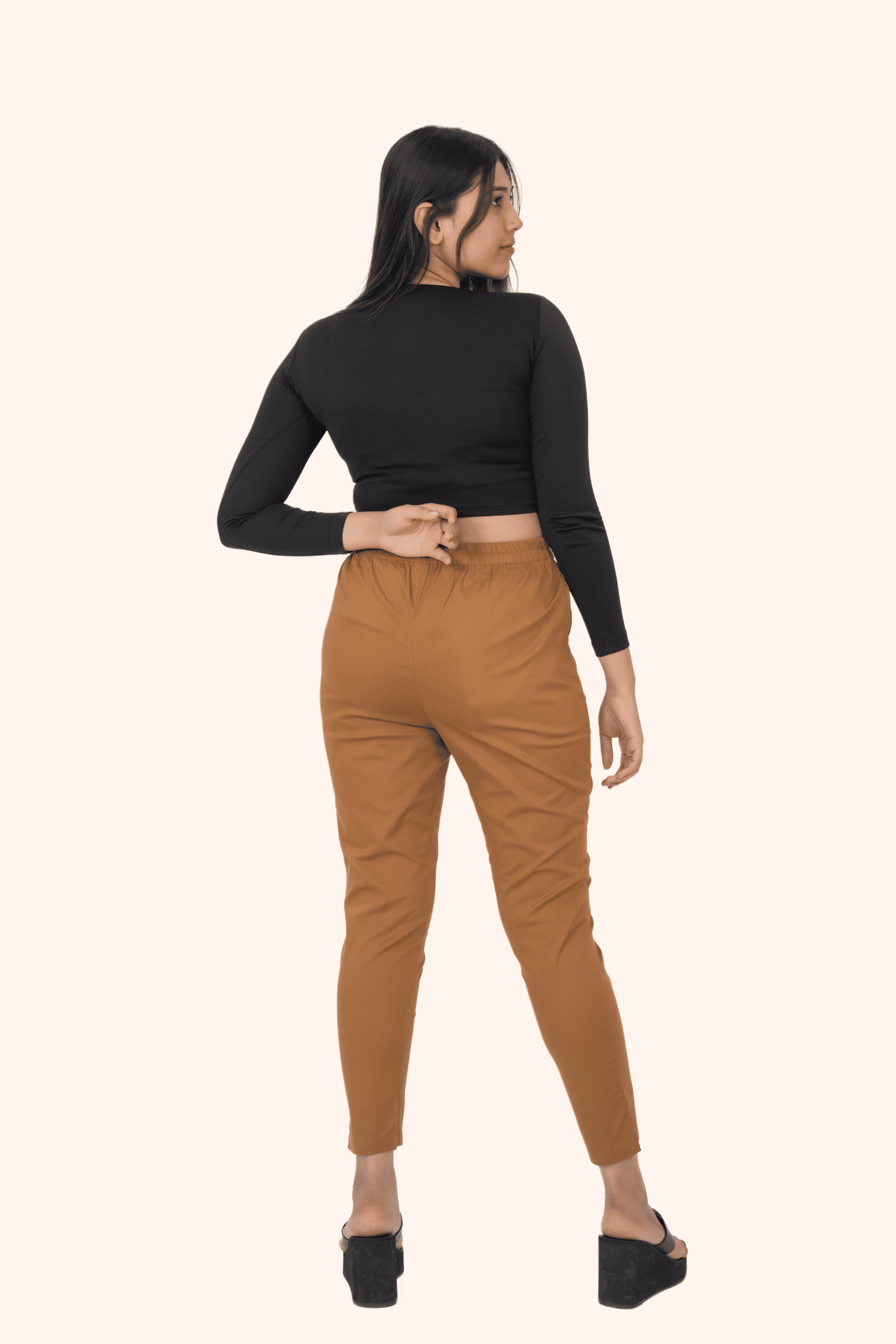 Dark Khakhi Lycra Stretch Pants