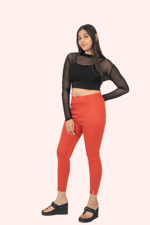 Coral Lycra Stretch Pants