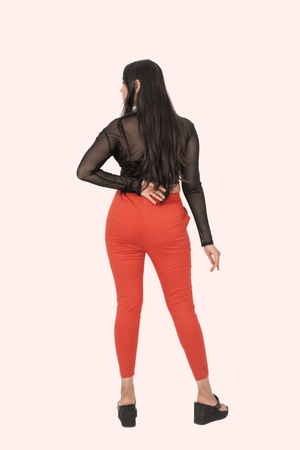 Coral Lycra Stretch Pants