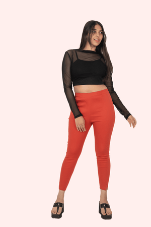 Coral Lycra Stretch Pants