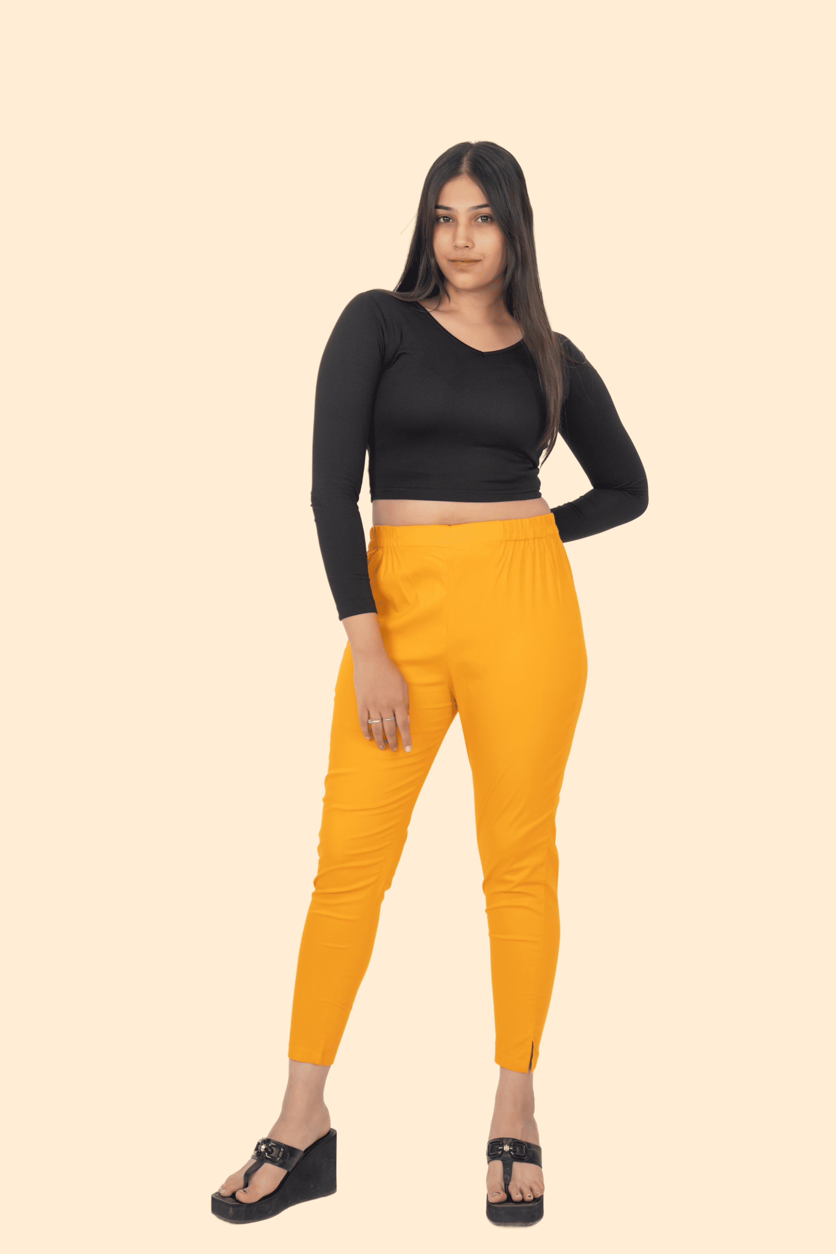 Dark Mustard Lycra Stretch Pants