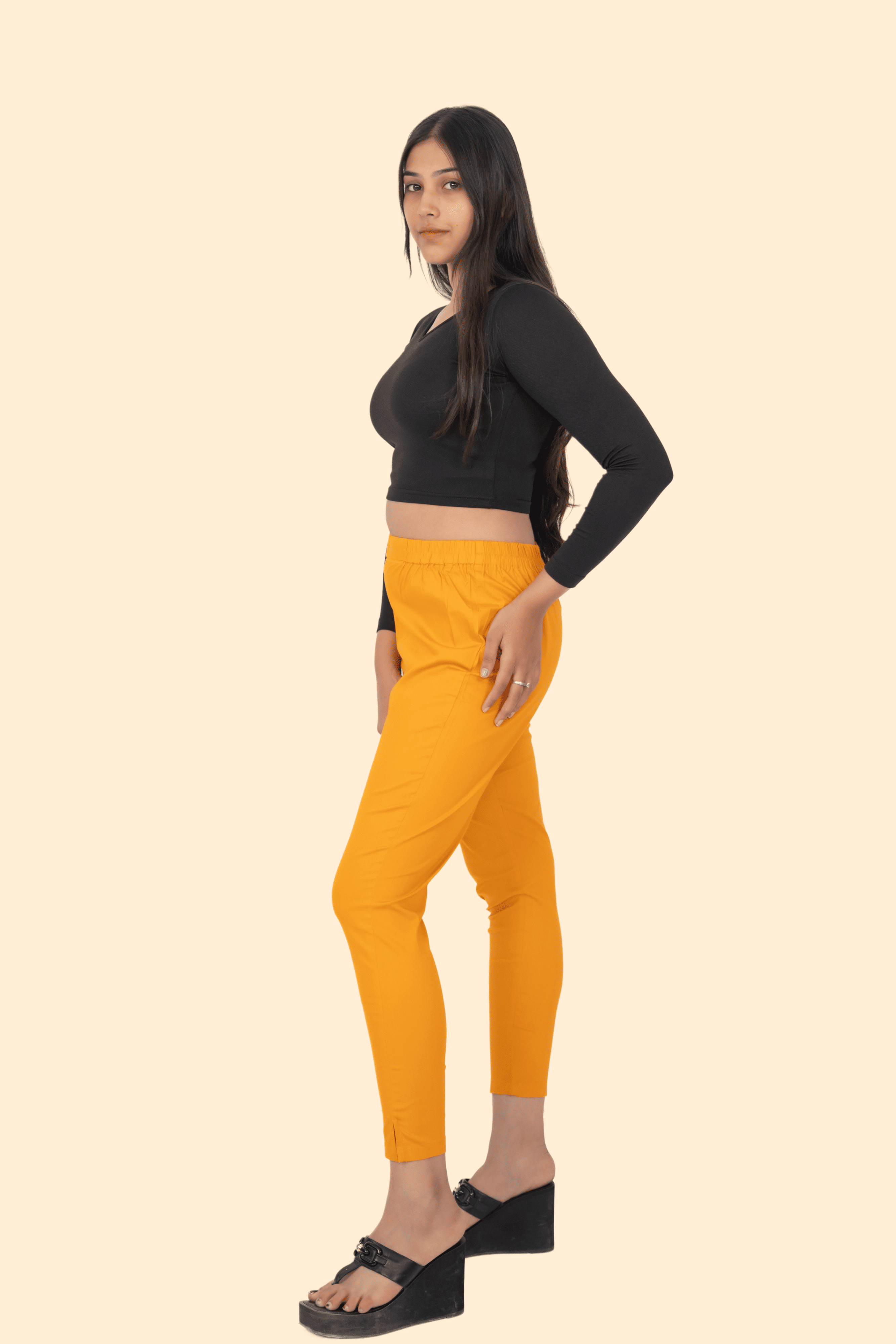 Dark Mustard Lycra Stretch Pants
