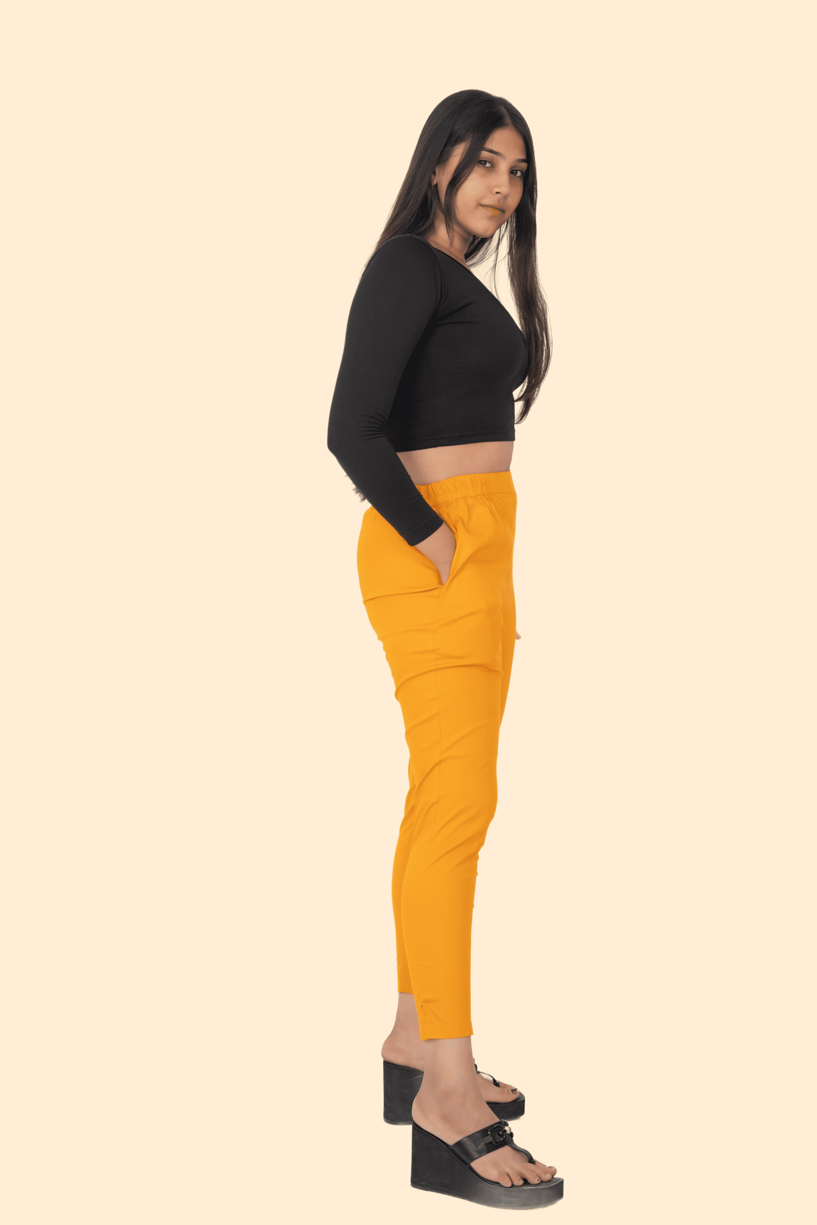 Dark Mustard Lycra Stretch Pants