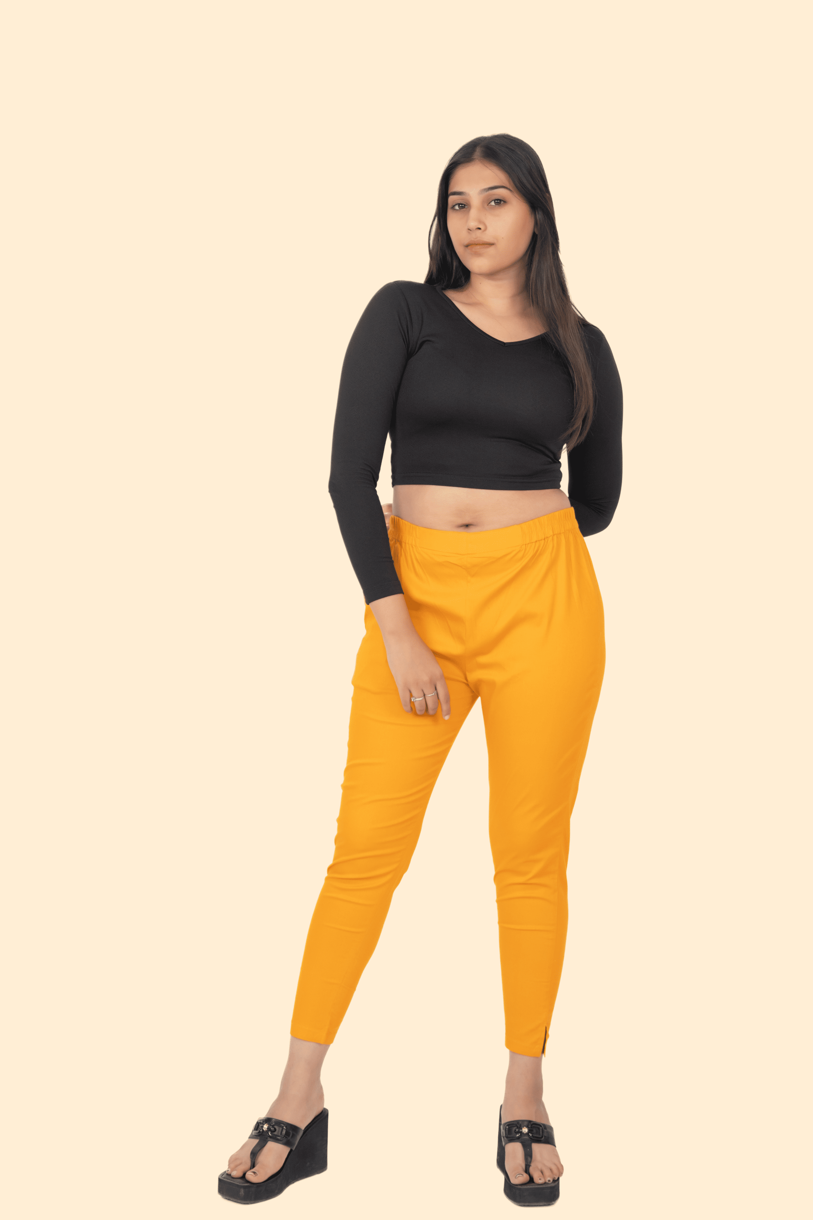 Dark Mustard Lycra Stretch Pants