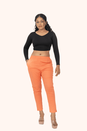 Dark Peach Lycra Stretch Pants