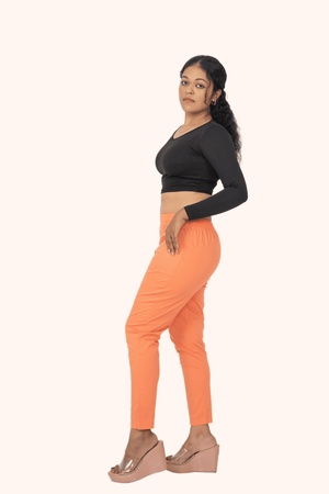 Dark Peach Lycra Stretch Pants