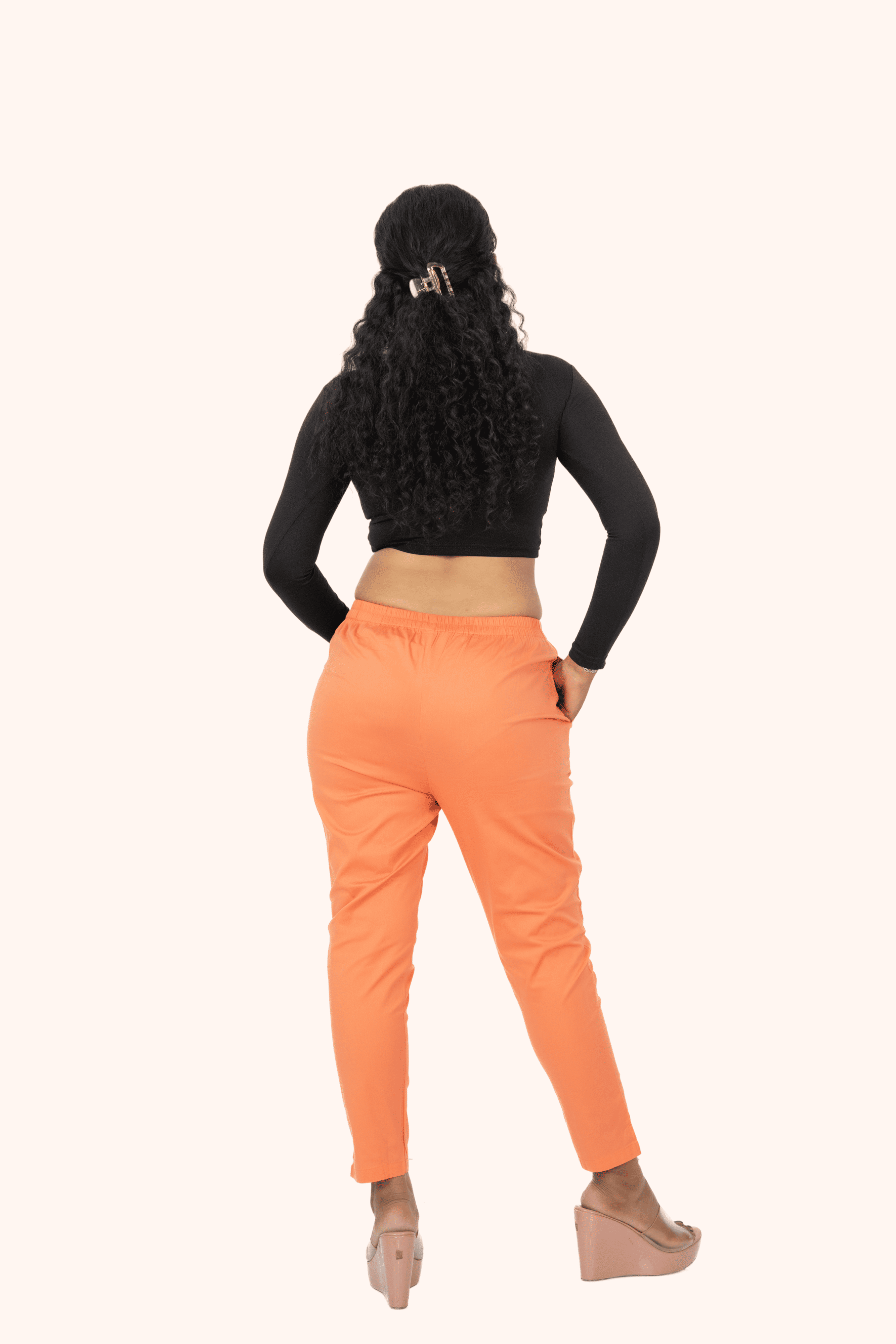 Dark Peach Lycra Stretch Pants