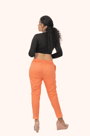 Dark Peach Lycra Stretch Pants