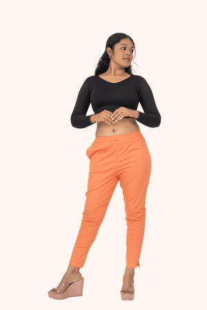 Dark Peach Lycra Stretch Pants