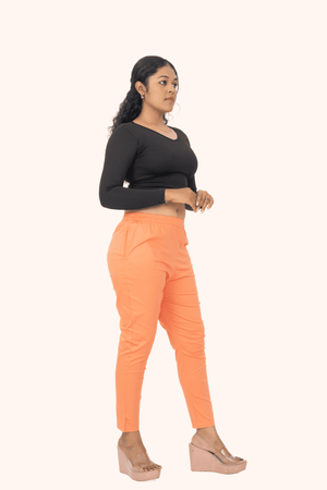 Dark Peach Lycra Stretch Pants