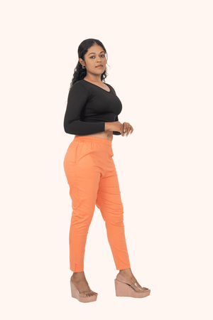 Dark Peach Lycra Stretch Pants