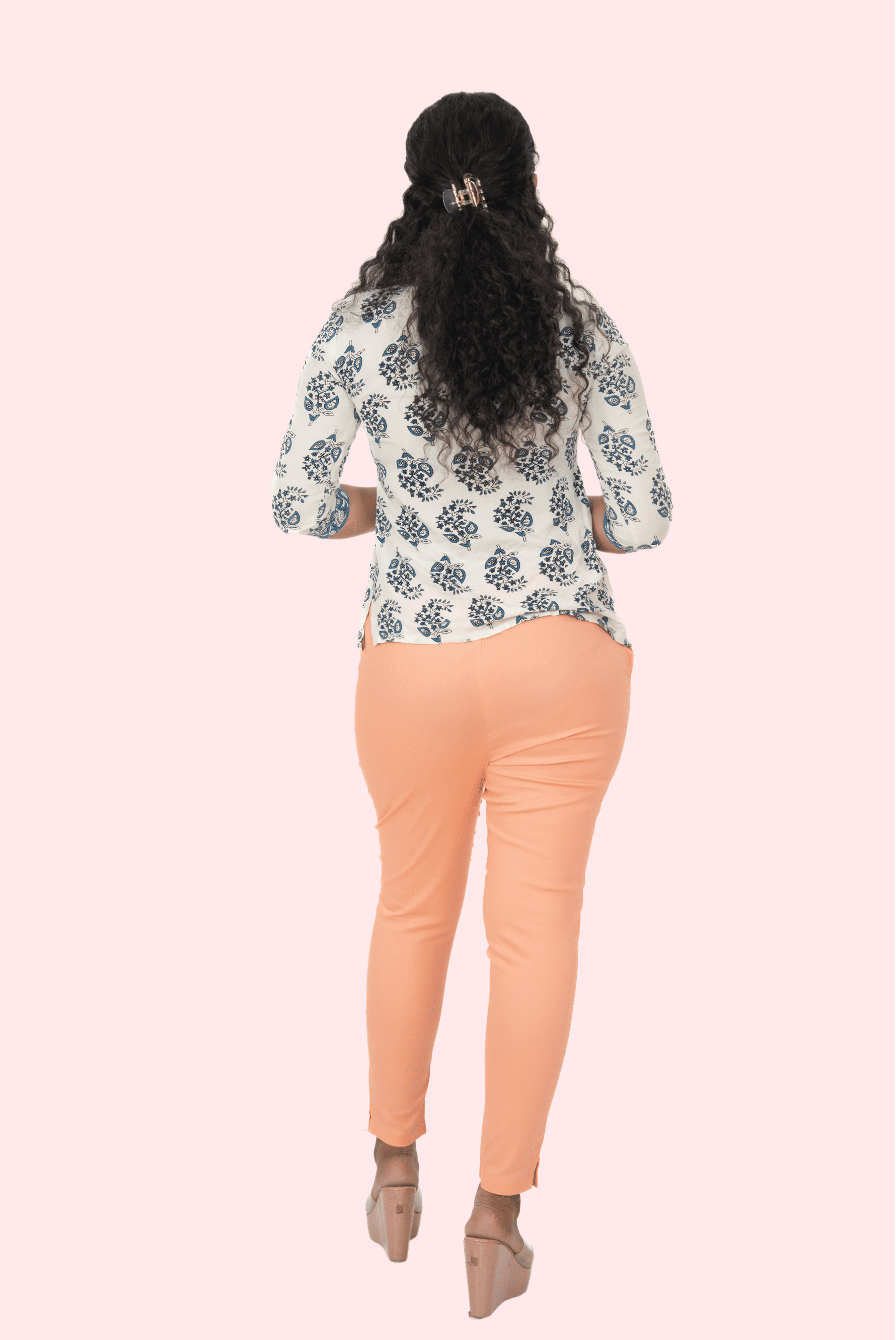 Light Peach Lycra Stretch Pants