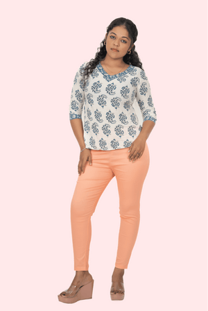 Light Peach Lycra Stretch Pants