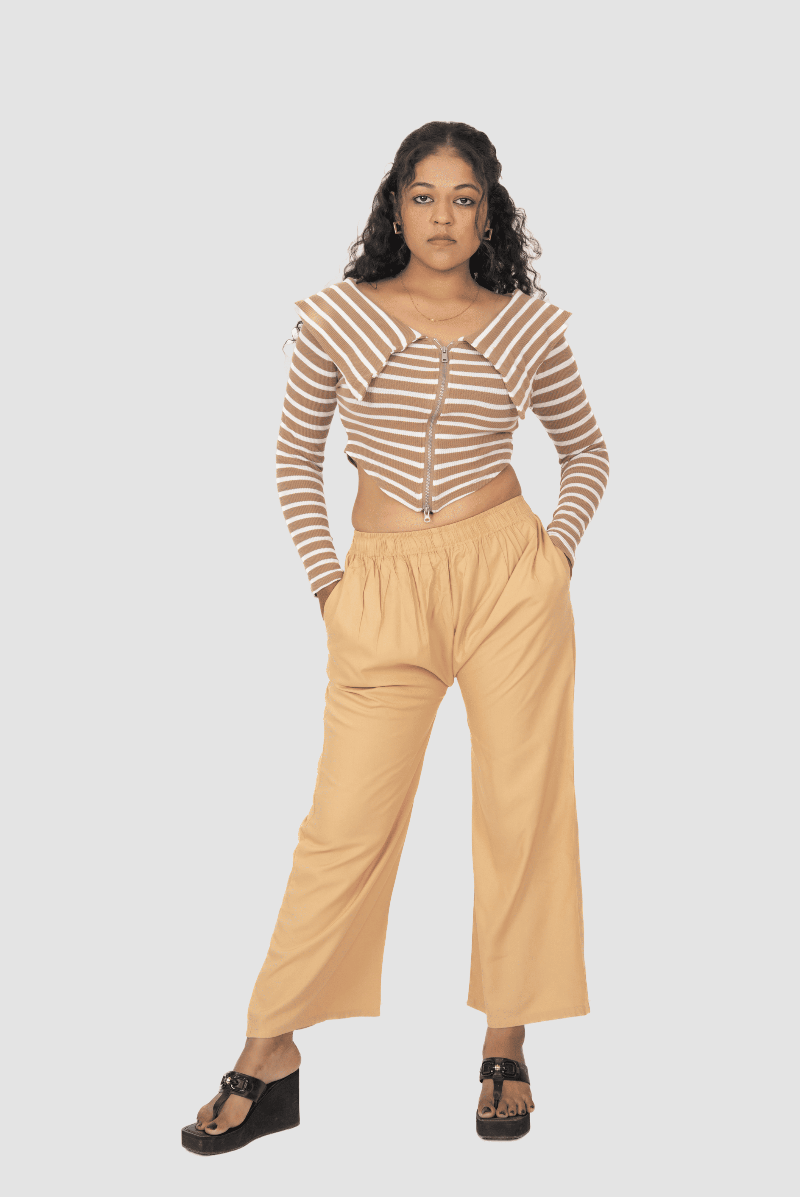 Beige Pocket Premium Rayon Palazzo