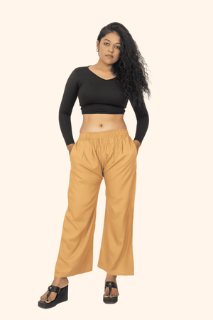 Dark Beige Pocket Premium Rayon Palazzo