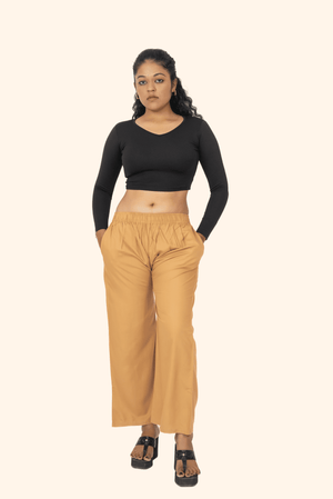 Dark Beige Pocket Premium Rayon Palazzo