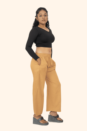 Dark Beige Pocket Premium Rayon Palazzo