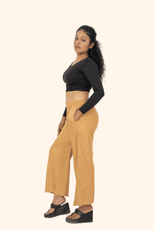 Dark Beige Pocket Premium Rayon Palazzo