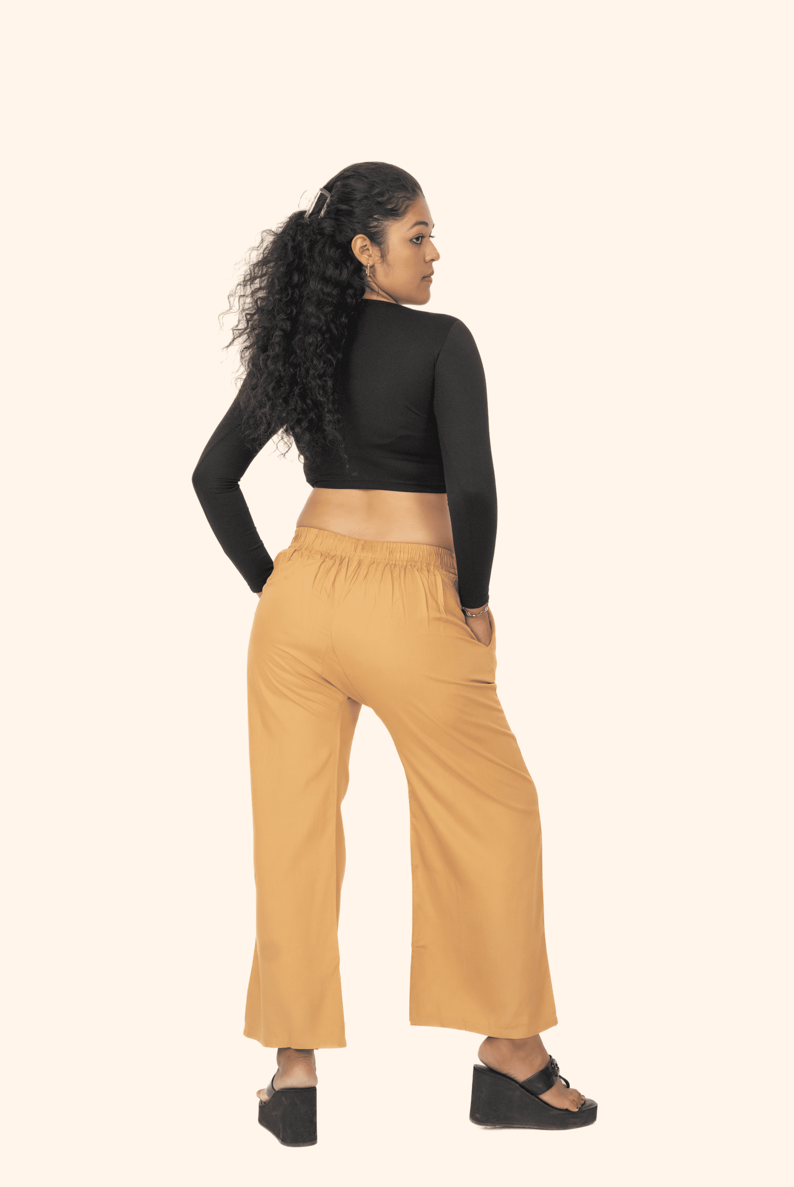 Dark Beige Pocket Premium Rayon Palazzo