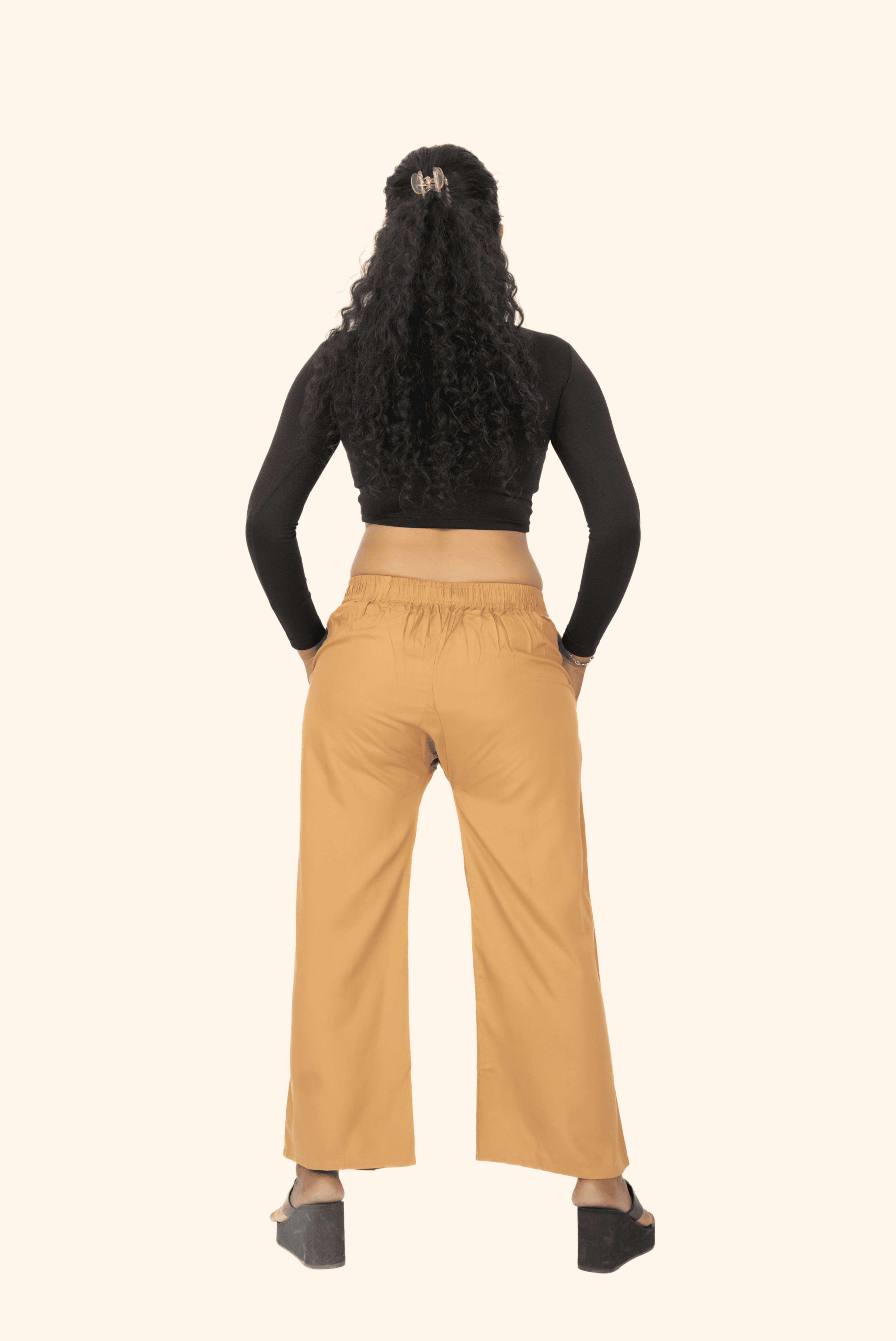 Dark Beige Pocket Premium Rayon Palazzo