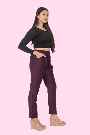 Burgundy Pocket Premium Rayon Palazzo