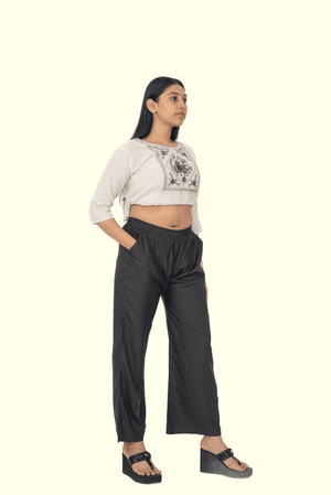 Dark Grey Pocket Premium Rayon Palazzo