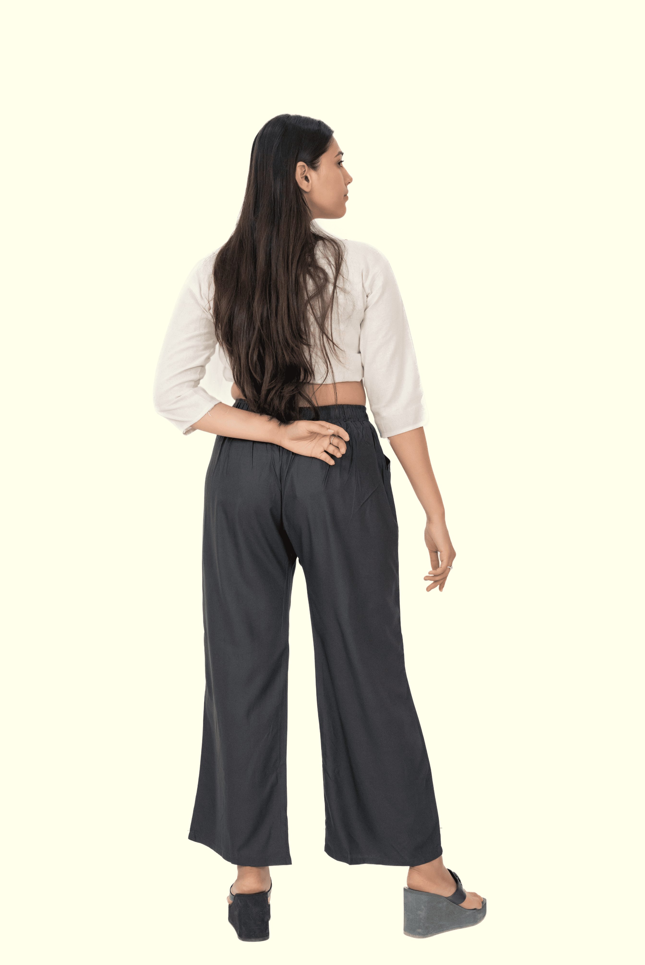 Dark Grey Pocket Premium Rayon Palazzo