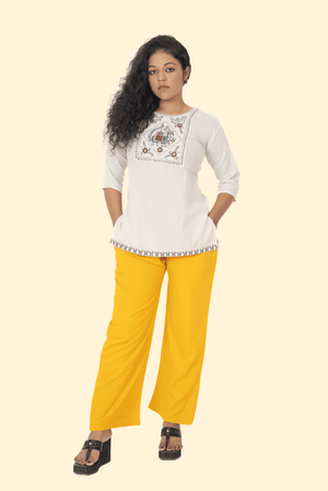 Mustard Pocket Premium Rayon Palazzo