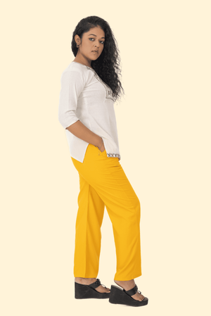 Mustard Pocket Premium Rayon Palazzo